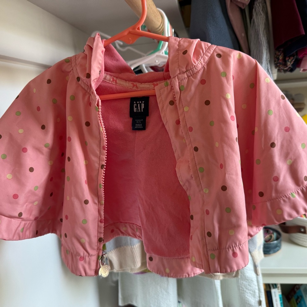 GAP Kids Pink and Multicolor Polka Dot Raincoat